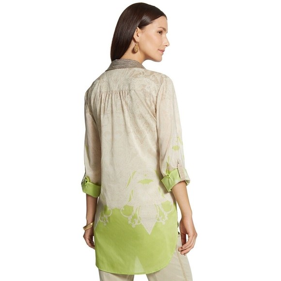 Chicos Button-up Shirt Size 2 - Picture 3 of 9